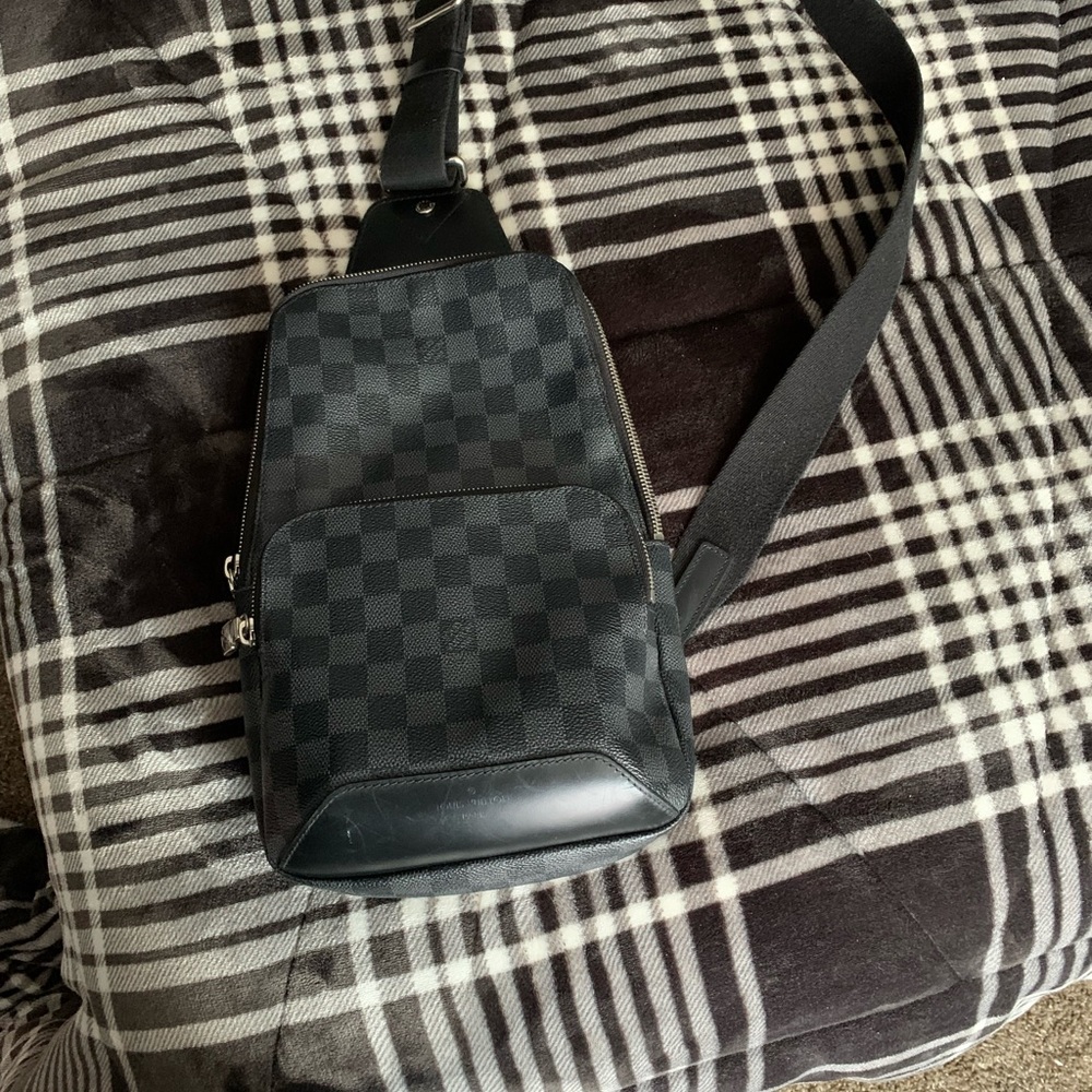 Black Louis Vuitton damier print man bag